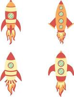 Collection of Spaceship Rocket Illustration. Isolated On White Background. Vector Icon.