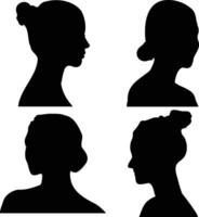 Woman Head Silhouette In Flat Design Style. Isolated On White Background. Vector Illustration.