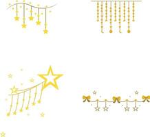 New Year Decoration In Different Design. Isolated On White Background. Vector Illustration.