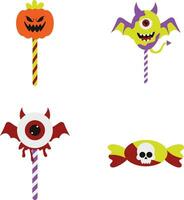 Halloween Candy Collection. In Scary Cartoon Design. Isolated Vector Icon.