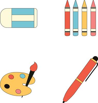 Set of Primary School Equipment Illustration. With Cartoon Design. Isolated Vector Icon.