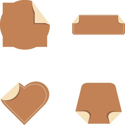 Set of Different Peeling Sticker Label. In Geometric Design Style. Isolated Vector Icon.