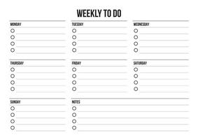 Weekly to do list printable vector