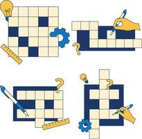 Crossword Puzzle Day Collection. With Different Shape and Design. Vector Illustration.