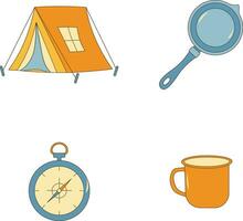 Collection of Camping Equipment Illustration. With Flat Cartoon Design. Isolated Vector Icon.