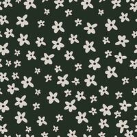 Seamless vector pattern in minimalistic style. Cute daisies on black background