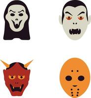 Halloween Mask Icon With Different Design Style. Isolated On White Background. Vector Illustration Set.