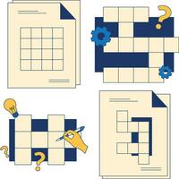 Crossword Puzzle Day Collection. With Different Shape and Design. Vector Illustration.