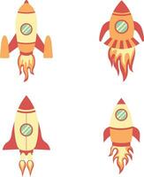 Collection of Spaceship Rocket Illustration. Isolated On White Background. Vector Icon.