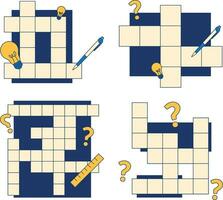 Crossword Puzzle Day Collection. With Different Shape and Design. Vector Illustration.