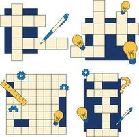 Crossword Puzzle Day Collection. With Different Shape and Design. Vector Illustration.