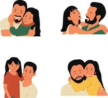 Happy Father's Day Illustration Collection. With Flat Cartoon Design Concept. Vector Icon.