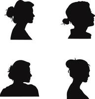Woman Head Silhouette Collection. With Flat Design Style. Isolated Vector Illustration.
