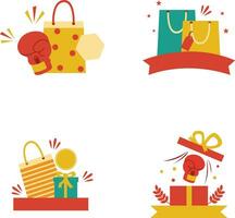 Boxing Day Icon With Simple Decoration. Isolated On White Background. Vector Illustration Set.