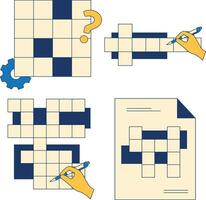 Crossword Puzzle Day Collection. With Different Shape and Design. Vector Illustration.