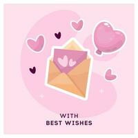 Valentines day greeting card with love letter vector