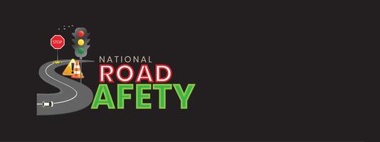 Creative Editable Template Design for National Road Safety Week. 1 to 17 January Every Year,  Suitable for Posters, Banners, campaigns and greeting cards. vector