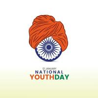 National Youth Day of India, template for background, banner, card, poster, social media, web banner, magazine with text inscription. Editable vector illustration. Concept of International Youth Day