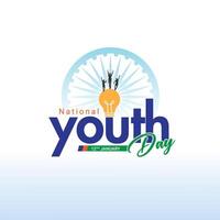 National Youth Day of India, template for background, banner, card, poster, social media, web banner, magazine with text inscription. Editable vector illustration. Concept of International Youth Day