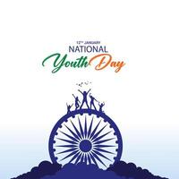 National Youth Day of India, template for background, banner, card, poster, social media, web banner, magazine with text inscription. Editable vector illustration. Concept of International Youth Day