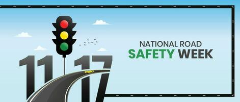 Creative Editable Template Design for National Road Safety Week. 1 to 17 January Every Year,  Suitable for Posters, Banners, campaigns and greeting cards. vector