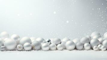 AI generated Christmas background with Christmas balls. Copy Space. Created with Generative AI photo