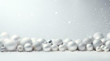 AI generated Christmas background with Christmas balls. Copy Space. Created with Generative AI photo