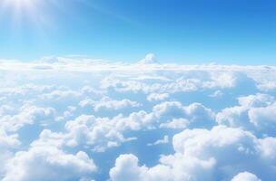 AI generated Blue sky background with clouds. Created with Generative AI photo