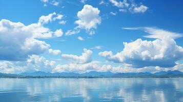 AI generated Blue sky background with clouds. Created with Generative AI photo