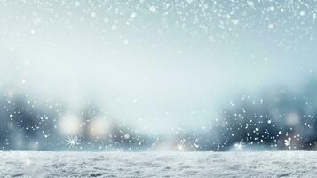 AI generated Christmas backdrop. Winter sky background with snowflakes. photo