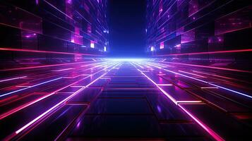 AI generated Futuristic Background. Metallic surface with neon accents and futuristic patterns. Created with Generative AI photo