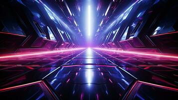AI generated Futuristic Background. Metallic surface with neon accents and futuristic patterns. Created with Generative AI photo