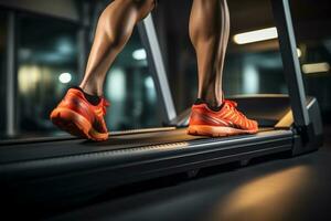 AI generated treadmill legs close up photo