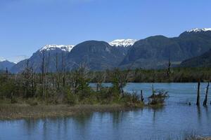 ibanez río y castillo rango visto desde el Panamericano carretera, aysén región, Patagonia, Chile foto