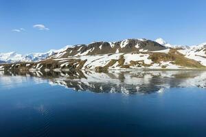 Rey Eduardo ensenada paisaje, ex grytviken ballenero estación, sur Georgia, sur Georgia y el emparedado islas, Antártida foto