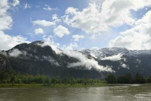 Ibanez river and Castillo Range viewed from the Pan-American Highway, Aysen Region, Patagonia, Chile photo