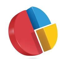 pie chart split ratio twenty five percent blue ,yellow and fifty percent red, vector 3d isolated on white background for designing reports about business profits, vector for infographic design