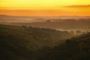 Sunrise over Serra da Canastra mountains, Minas Gerais state, Brazil photo