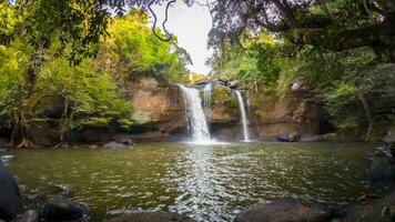 Beautiful Haew Suwat Waterfall at Khao Yai National Park Thailand photo