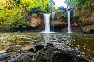 Beautiful Haew Suwat Waterfall at Khao Yai National Park Thailand photo