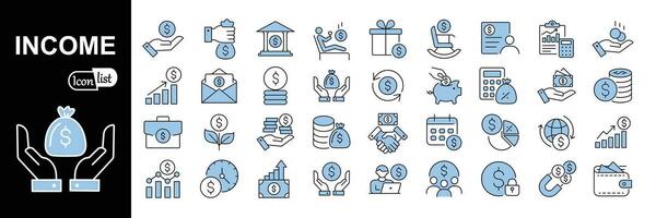 Income  colored icon set. Outline icon collection. Vector illustration