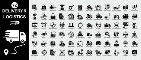 Delivery and logistics editable  icons collection. Simple vector illustration.