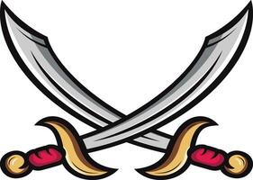 2 Swords Vector. Pirates crossed swords isolated on white background. Vector illustration.