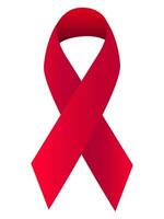 A realistic red ribbon is a symbol of hunger, sickness, cancer and other serious diseases. A symbol of the fight against diseases. Vector illustration