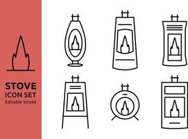 Stove icons designed in line art style can be used for web and print, editable stroke vector