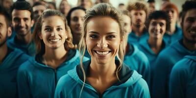 ai generado un cerca arriba de un grupo de sonriente mujer, generativo ai foto