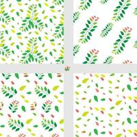 Set of Seamless Green Yellow Leaves Pattern, suitable for fabric and decorative paper or wallpaper about nature vector