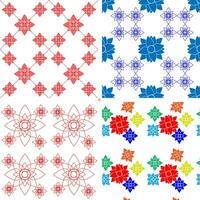 Set Seamless geometric Colorful Flowers Decorative Pattern, suitable for clothing fabric and paper vector