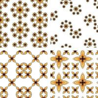 Black Brown Floral Seamless Pattern Set, perfect for plastic, wrapping paper and fabric vector