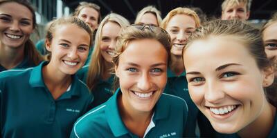 ai generado un cerca arriba de un grupo de sonriente mujer, generativo ai foto